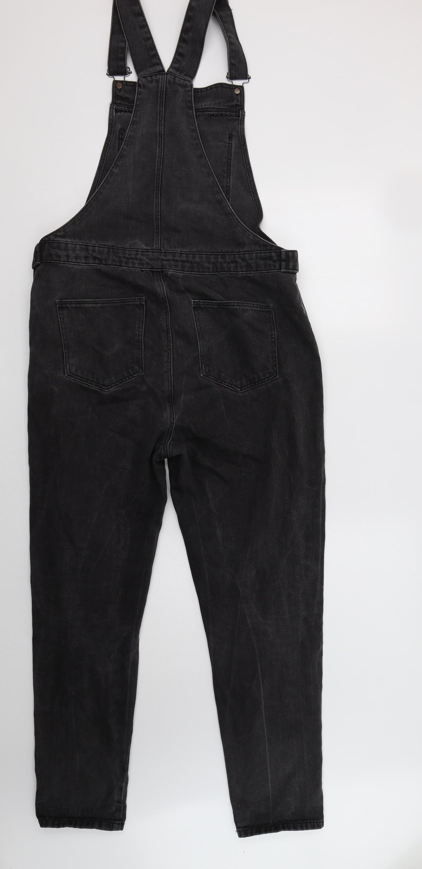 Topshop Womens Grey  Cotton Dungarees Trousers Size 12 L28 in Regular Button