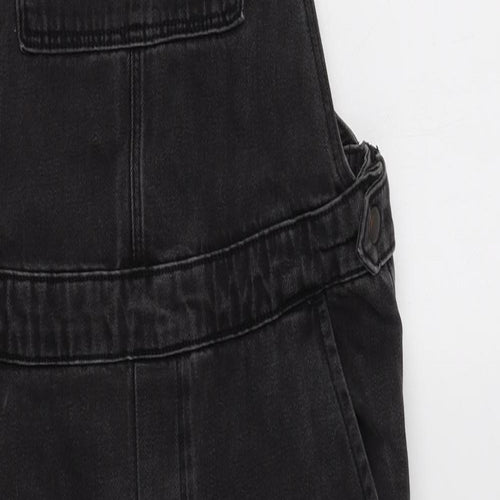 Topshop Womens Grey  Cotton Dungarees Trousers Size 12 L28 in Regular Button