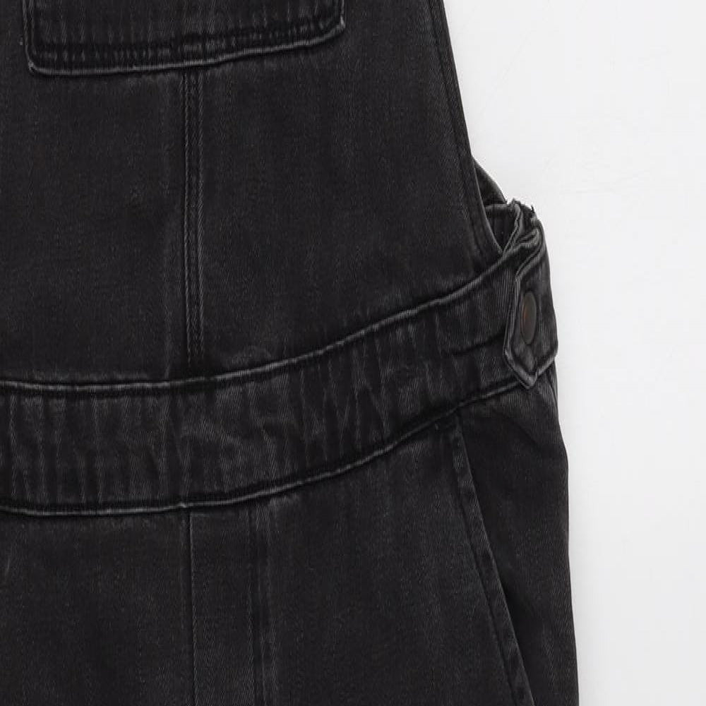 Topshop Womens Grey  Cotton Dungarees Trousers Size 12 L28 in Regular Button