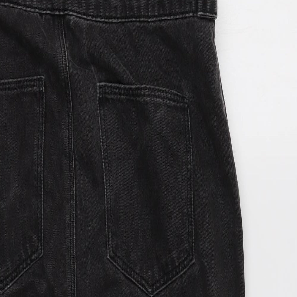 Topshop Womens Grey  Cotton Dungarees Trousers Size 12 L28 in Regular Button