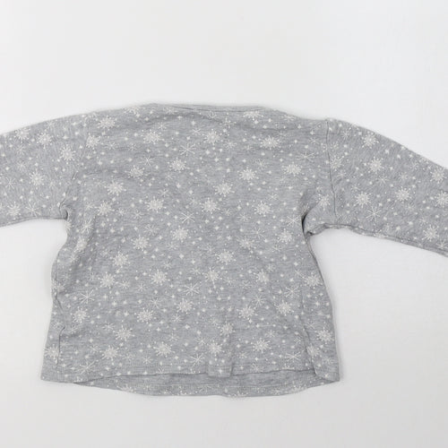 Lupilu Baby Grey Geometric Cotton Basic T-Shirt Size 12-18 Months Crew Neck  - Snowflake Print