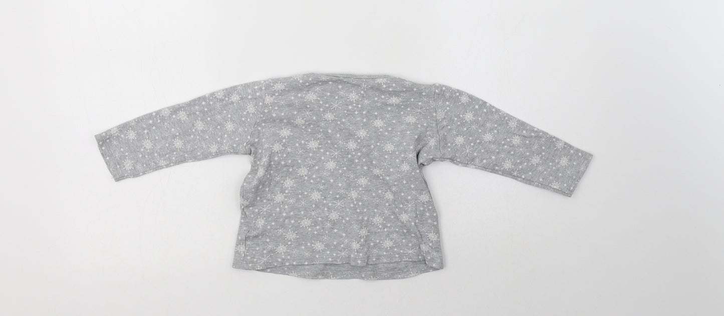 Lupilu Baby Grey Geometric Cotton Basic T-Shirt Size 12-18 Months Crew Neck  - Snowflake Print