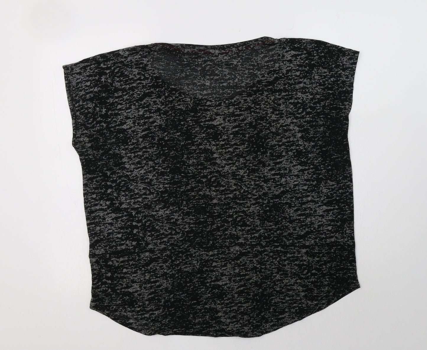 H&M Sport Womens Grey Animal Print Polyester Basic T-Shirt Size L Crew Neck