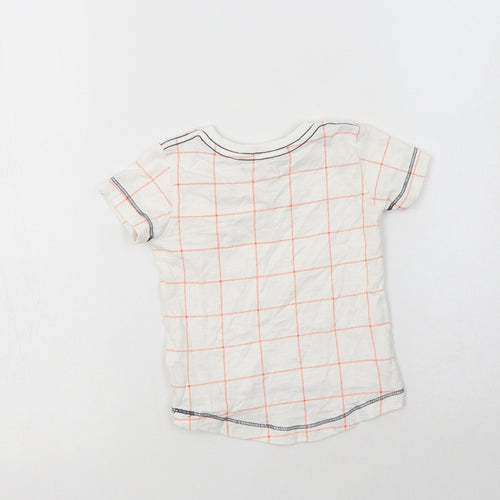 NEXT Baby White Check Cotton Basic T-Shirt Size 3-6 Months Crew Neck