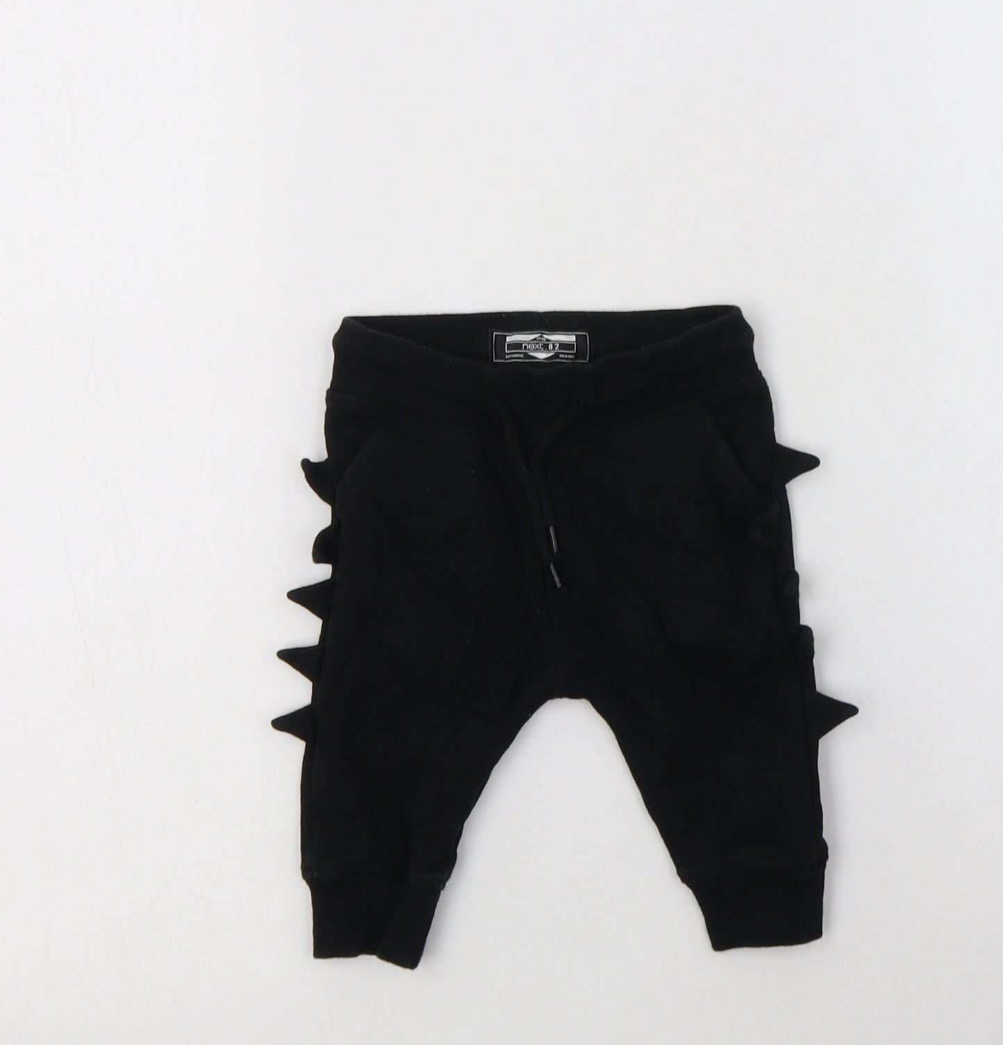 NEXT Baby Black  Cotton Pedal Pusher Trousers Size 3-6 Months  Drawstring - Dino