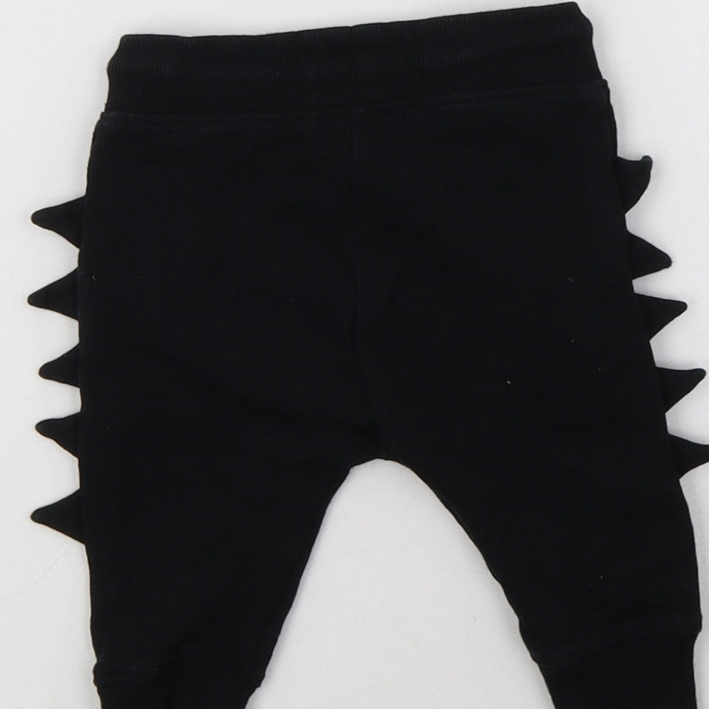 NEXT Baby Black  Cotton Pedal Pusher Trousers Size 3-6 Months  Drawstring - Dino