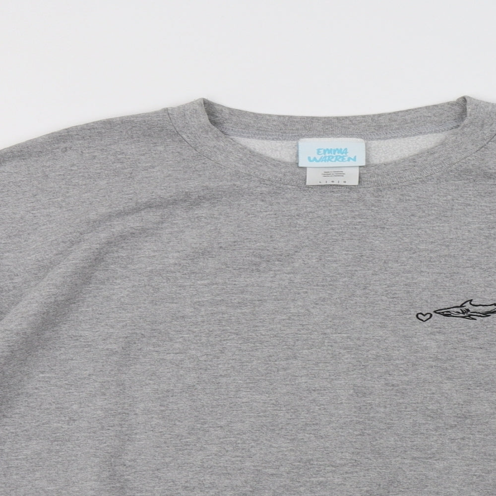 Emma Warren Womens Grey  Cotton Pullover Sweatshirt Size L