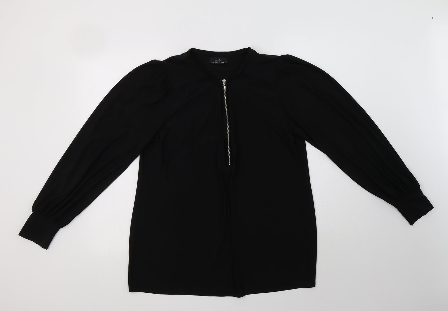 Wallis Womens Black  Polyester Basic Blouse Size M V-Neck