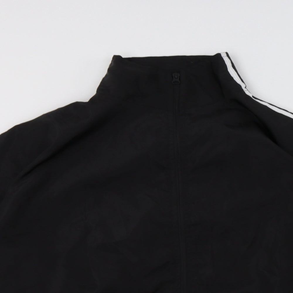 Boohoo Womens Black Striped  Windbreaker Jacket Size 10  Zip