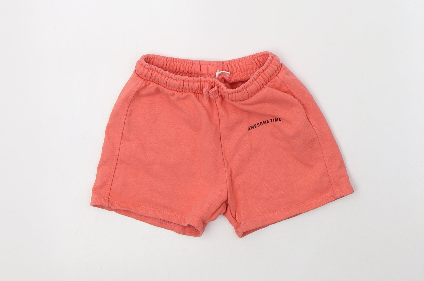 Zara Girls Pink  Cotton Sweat Shorts Size 3-4 Years  Regular Drawstring