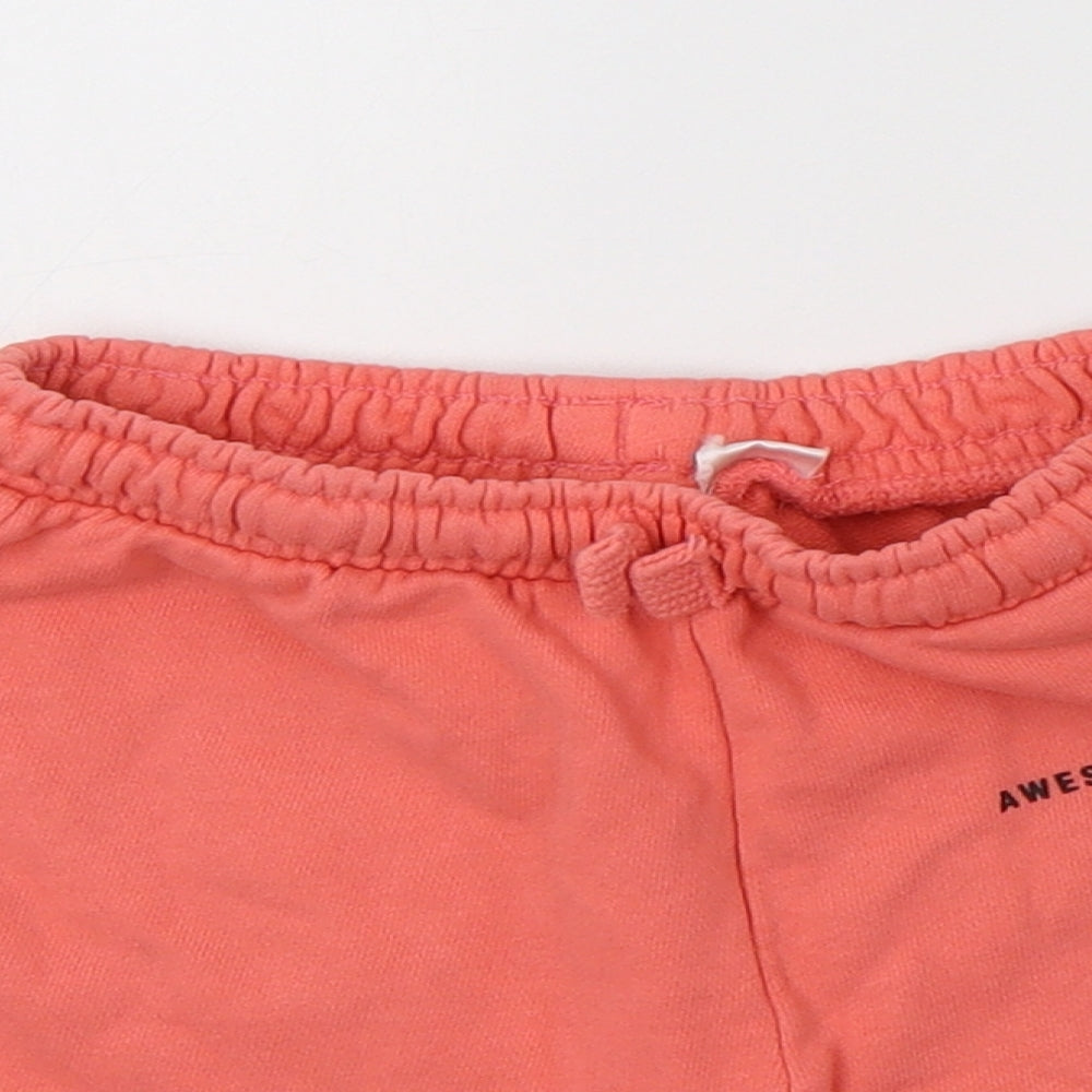 Zara Girls Pink  Cotton Sweat Shorts Size 3-4 Years  Regular Drawstring