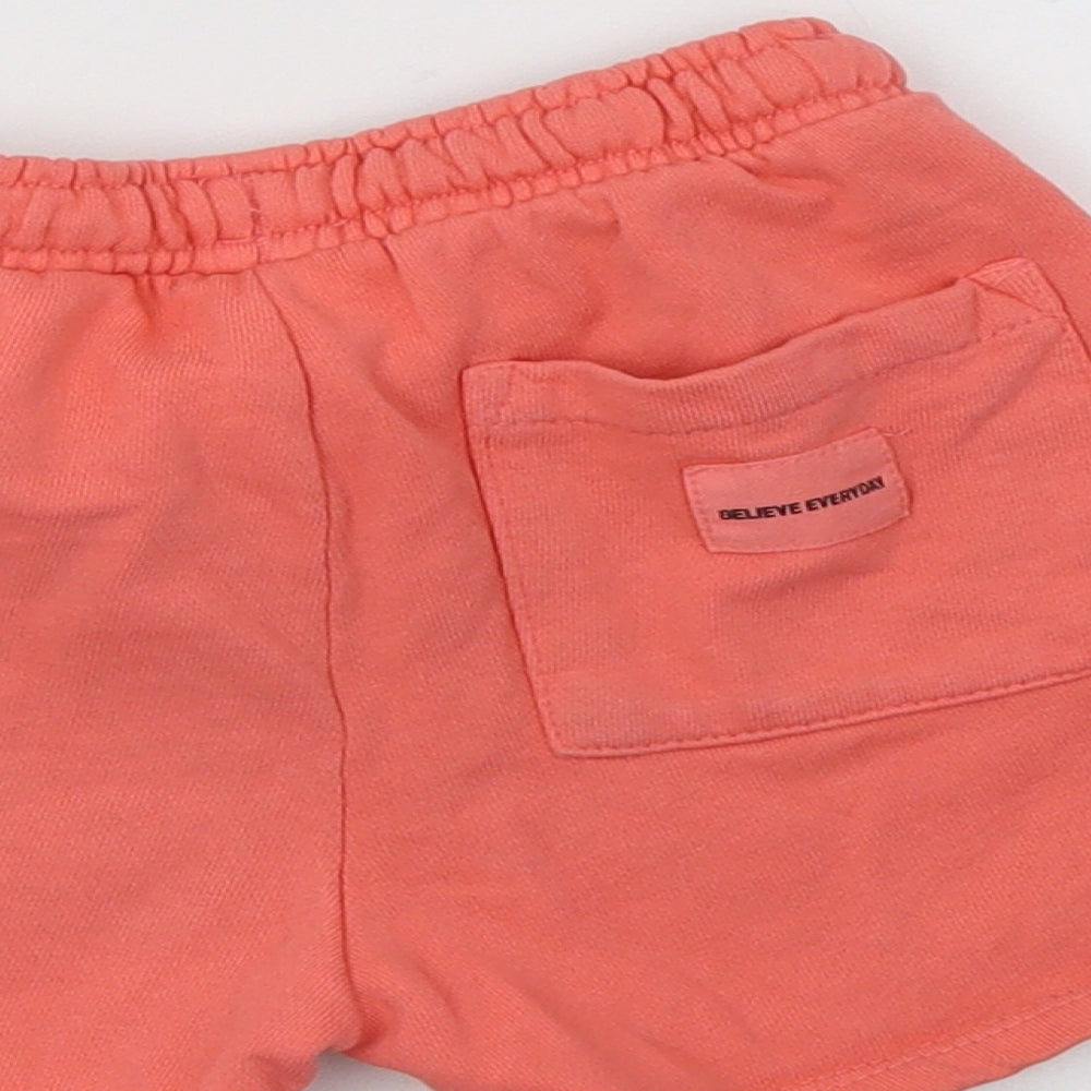 Zara Girls Pink  Cotton Sweat Shorts Size 3-4 Years  Regular Drawstring