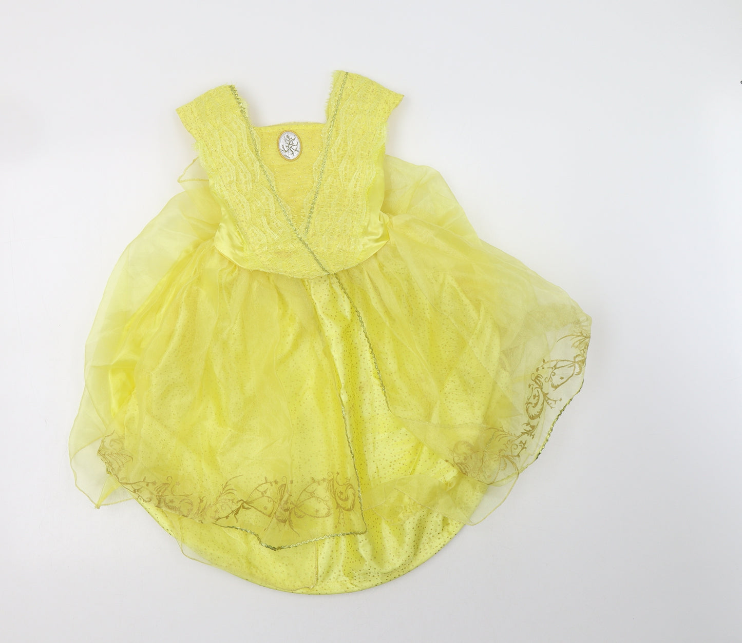 Disney Girls Yellow Polka Dot Polyester Ball Gown  Size 2-3 Years  Square Neck  - Princess Dress