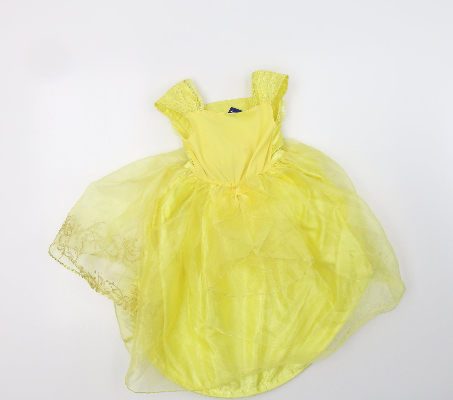 Disney Girls Yellow Polka Dot Polyester Ball Gown  Size 2-3 Years  Square Neck  - Princess Dress