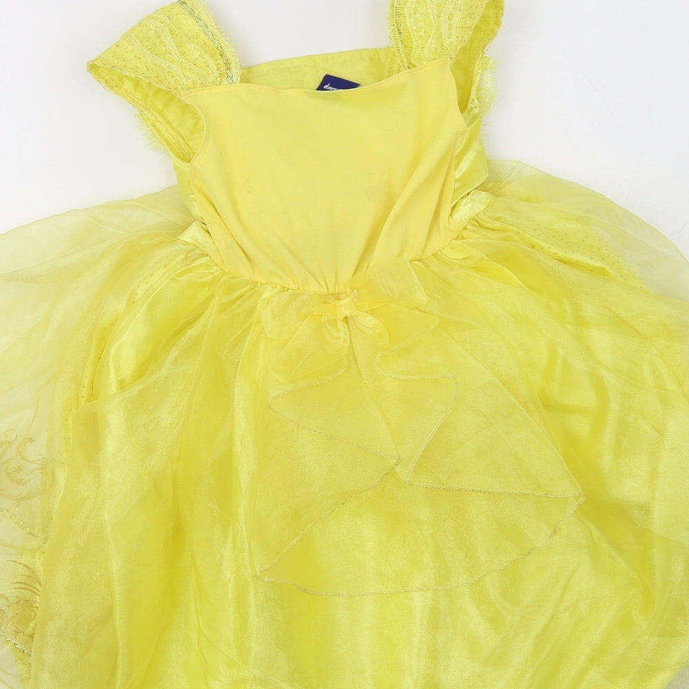 Disney Girls Yellow Polka Dot Polyester Ball Gown  Size 2-3 Years  Square Neck  - Princess Dress