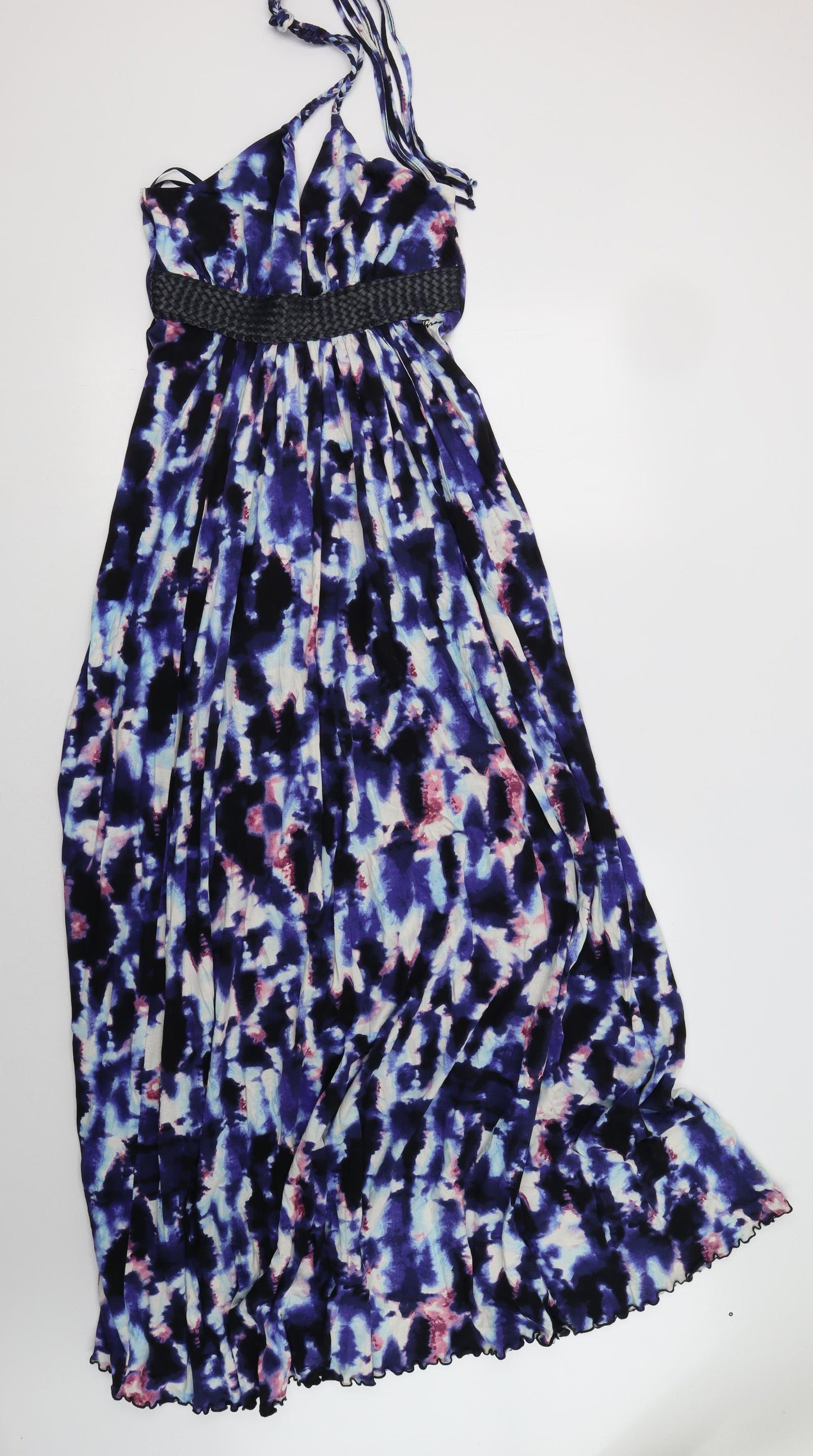 Firetrap Womens Blue Geometric Cotton Maxi  Size S  Halter