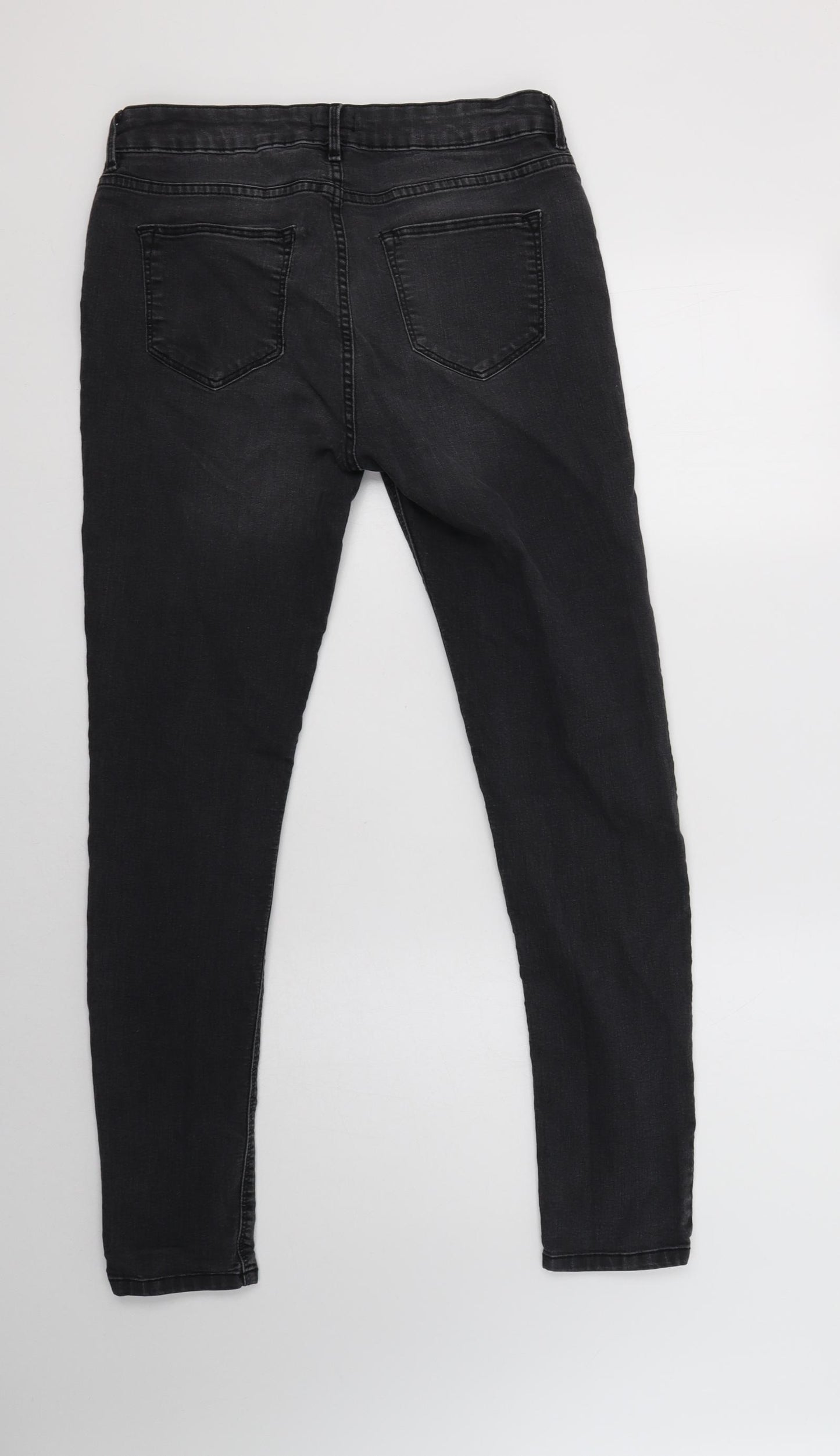F&F Womens Grey  Cotton Skinny Jeans Size 12 L30 in Regular Button