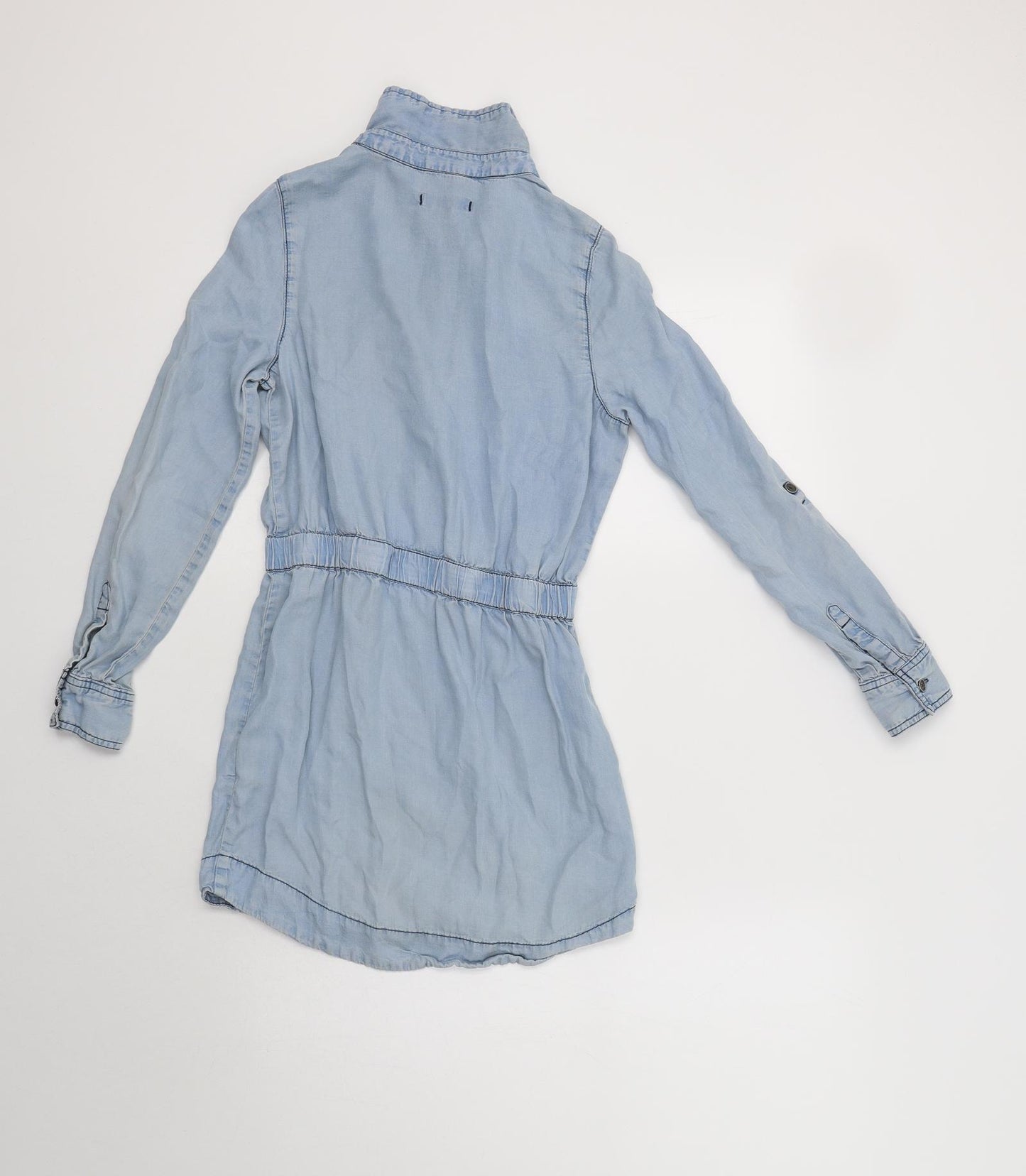 Tractor Womens Blue  Lyocell Basic Button-Up Size S Collared