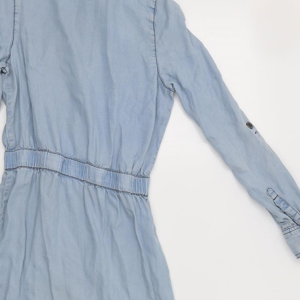 Tractor Womens Blue  Lyocell Basic Button-Up Size S Collared