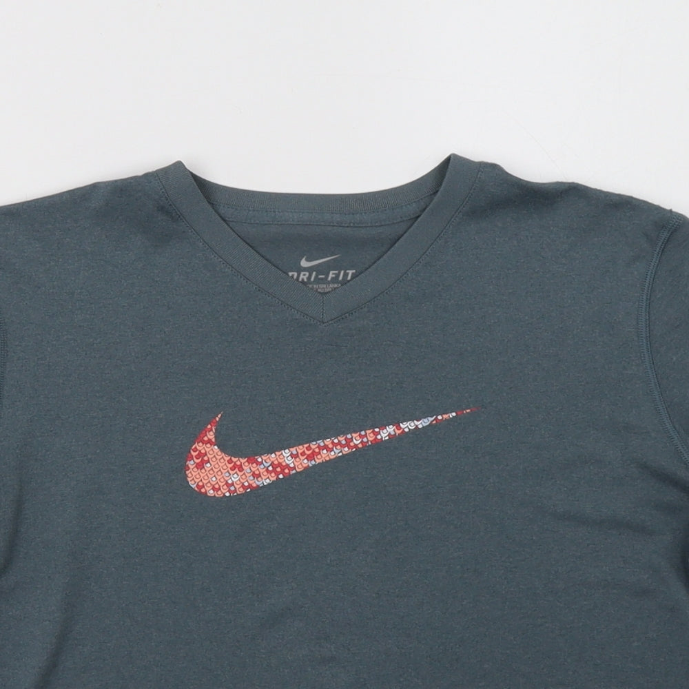 Nike Girls Grey   Basic T-Shirt Size 12-13 Years V-Neck