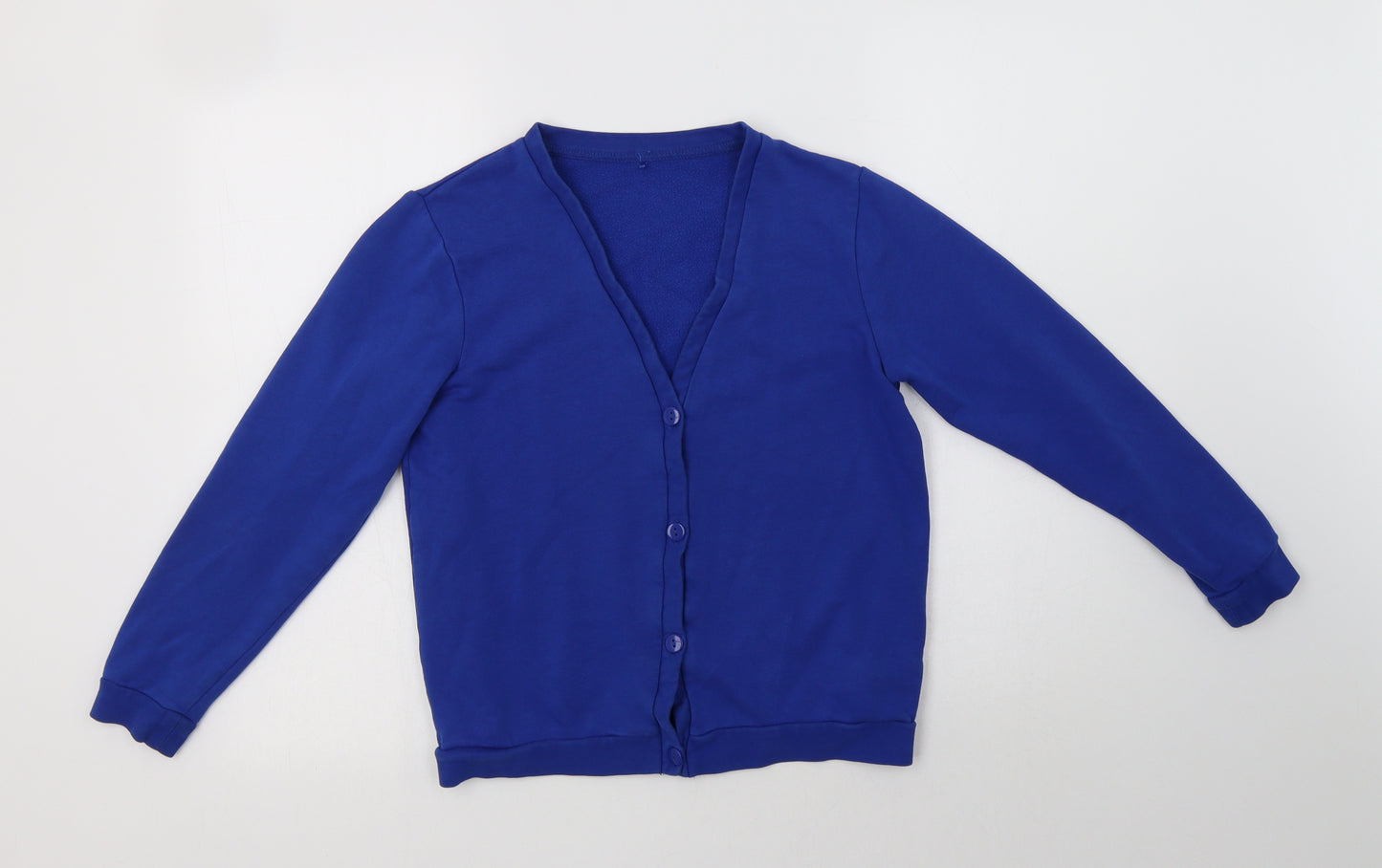 George Girls Blue V-Neck  Cotton Cardigan Jumper Size 11-12 Years  Button - School Wear