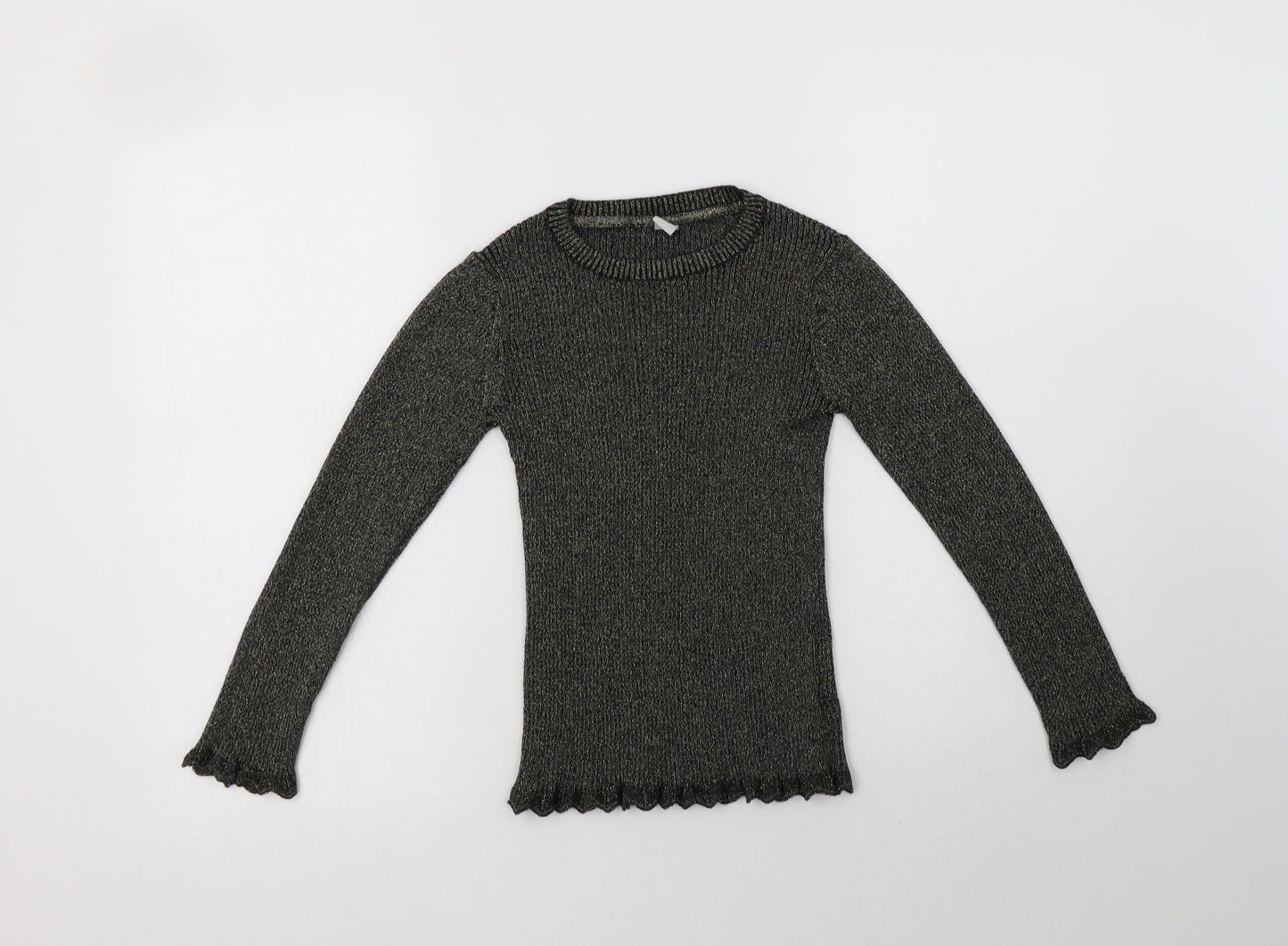 TU Girls Black Crew Neck  Cotton Pullover Jumper Size 9 Years