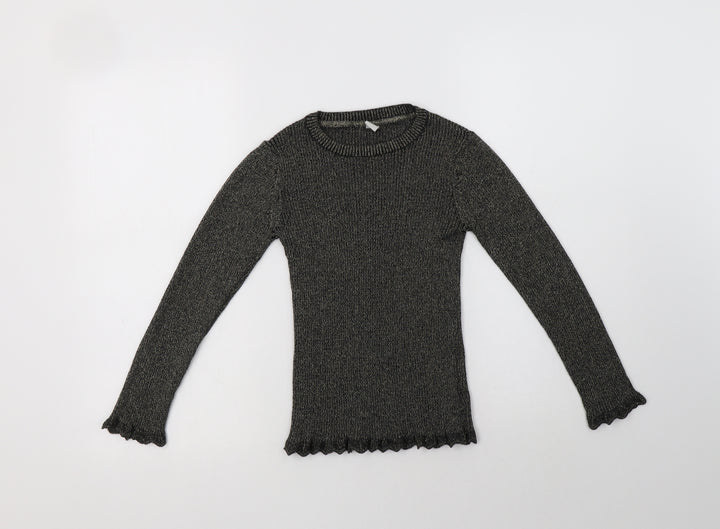 TU Girls Black Crew Neck  Cotton Pullover Jumper Size 9 Years