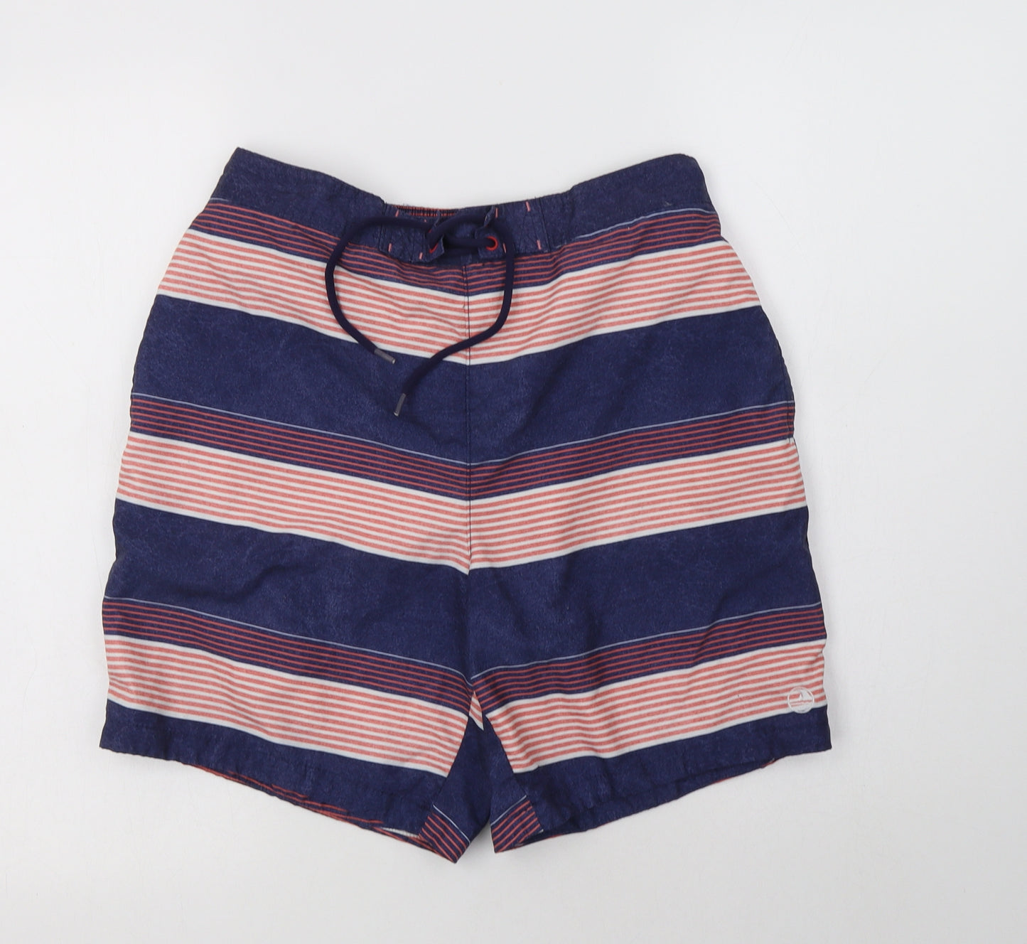 F&F Mens Blue Striped Polyester Bermuda Shorts Size M L8 in Regular Drawstring