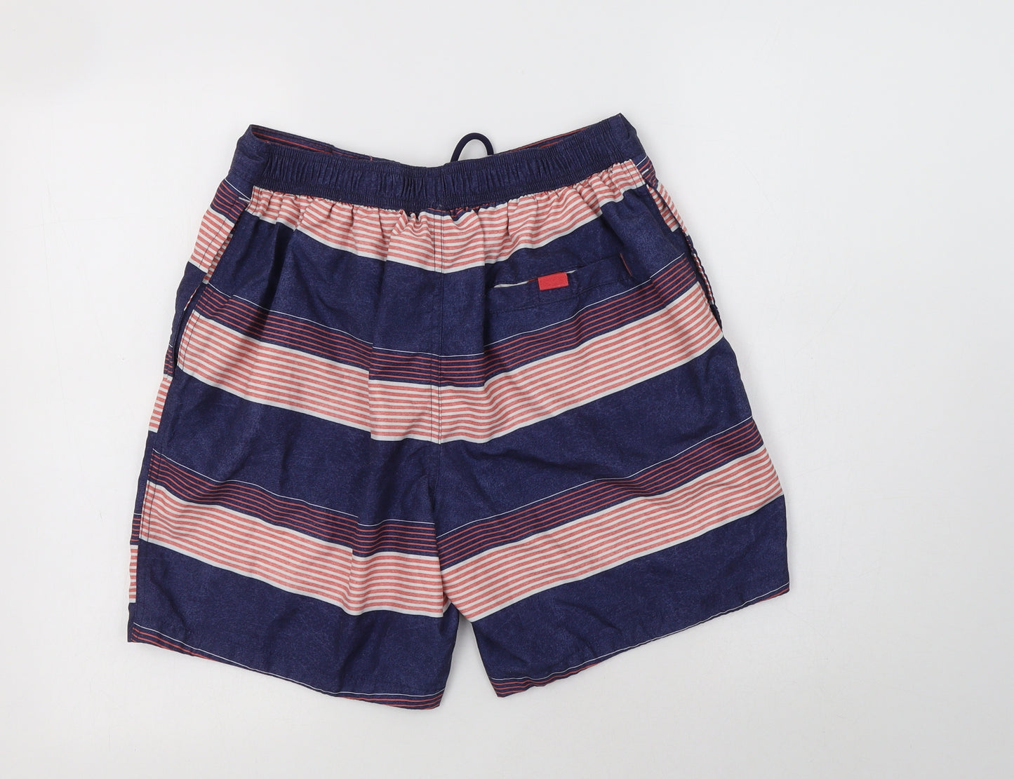 F&F Mens Blue Striped Polyester Bermuda Shorts Size M L8 in Regular Drawstring