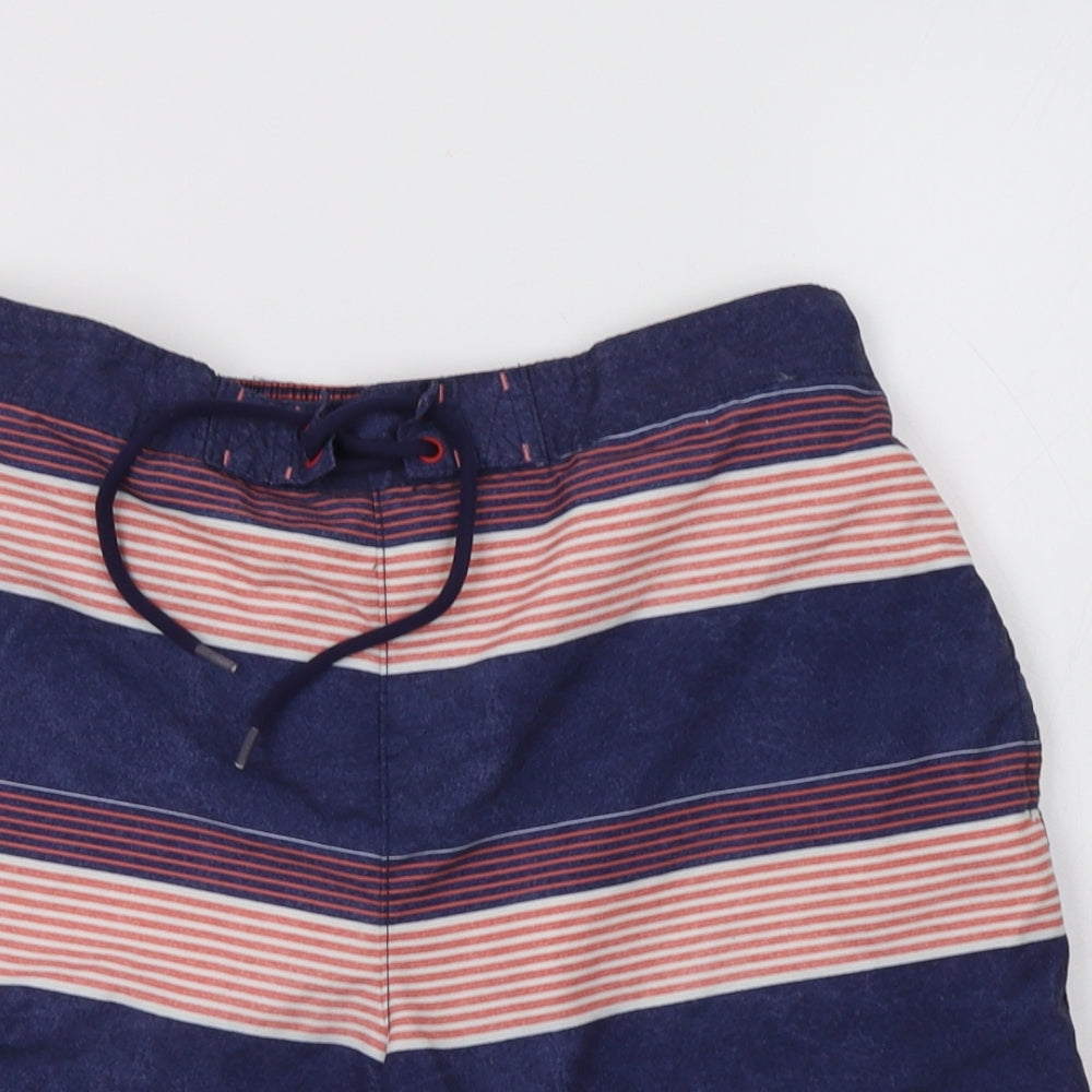 F&F Mens Blue Striped Polyester Bermuda Shorts Size M L8 in Regular Drawstring