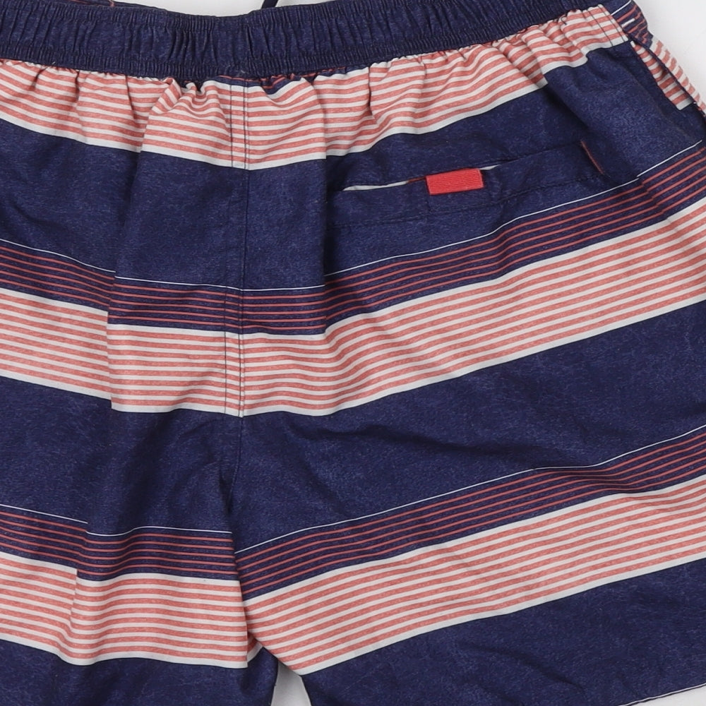 F&F Mens Blue Striped Polyester Bermuda Shorts Size M L8 in Regular Drawstring