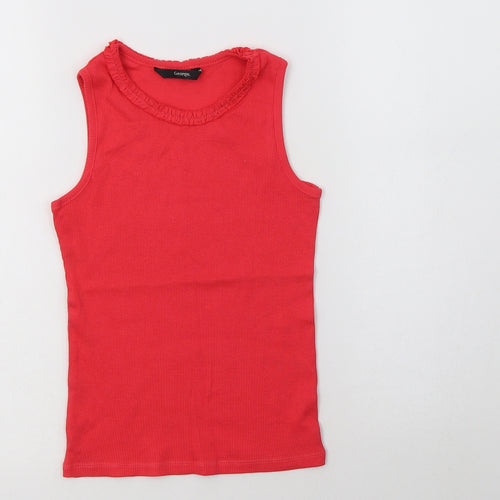 George Girls Pink  Cotton Basic Tank Size 7-8 Years Crew Neck