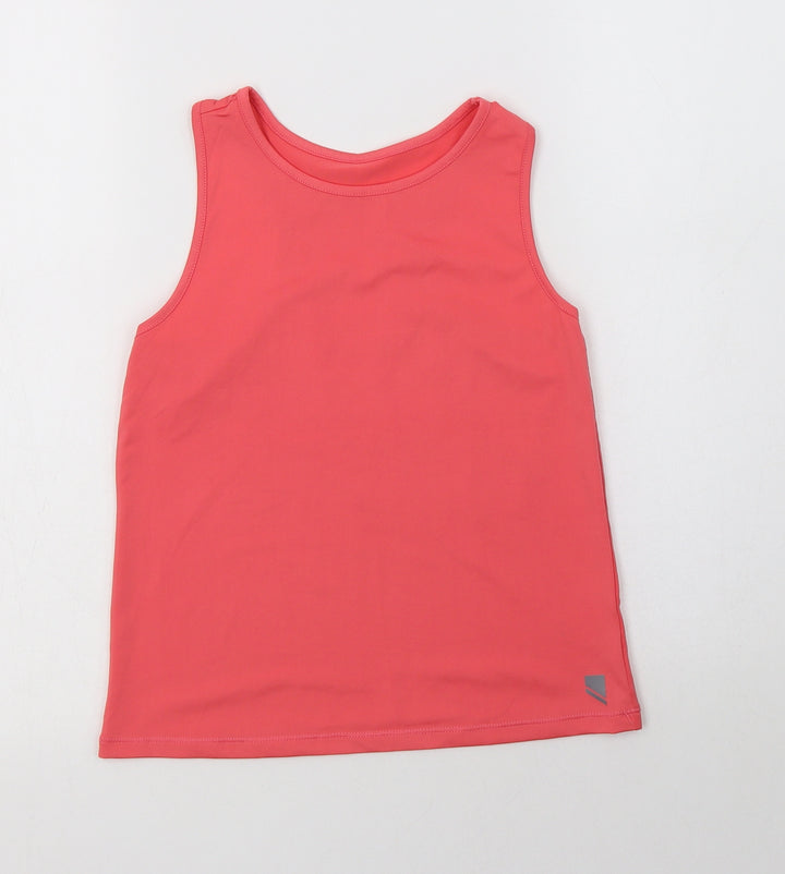 George Girls Pink Polyester Basic Tank Size 9-10 Years Crew Neck