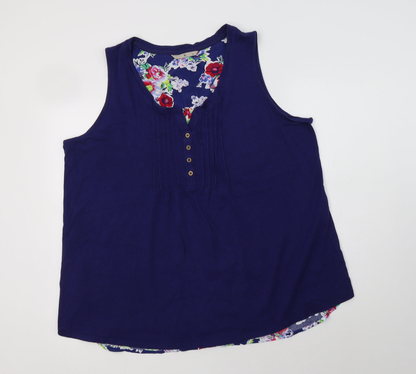 TU Womens Blue Floral Cotton Top Pyjama Top Size 22  Button