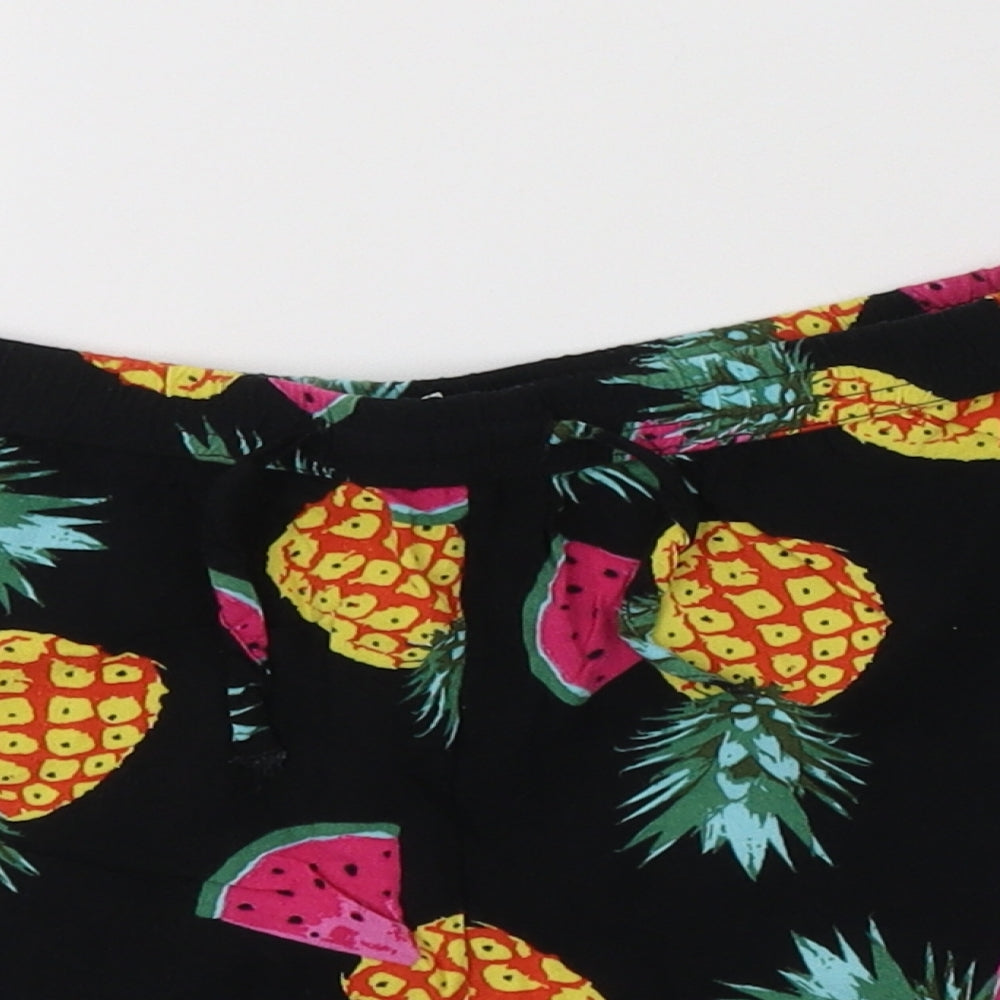 Miss E- Girls Black Geometric Viscose Bermuda Shorts Size 7-8 Years  Regular Drawstring - Fruit Print
