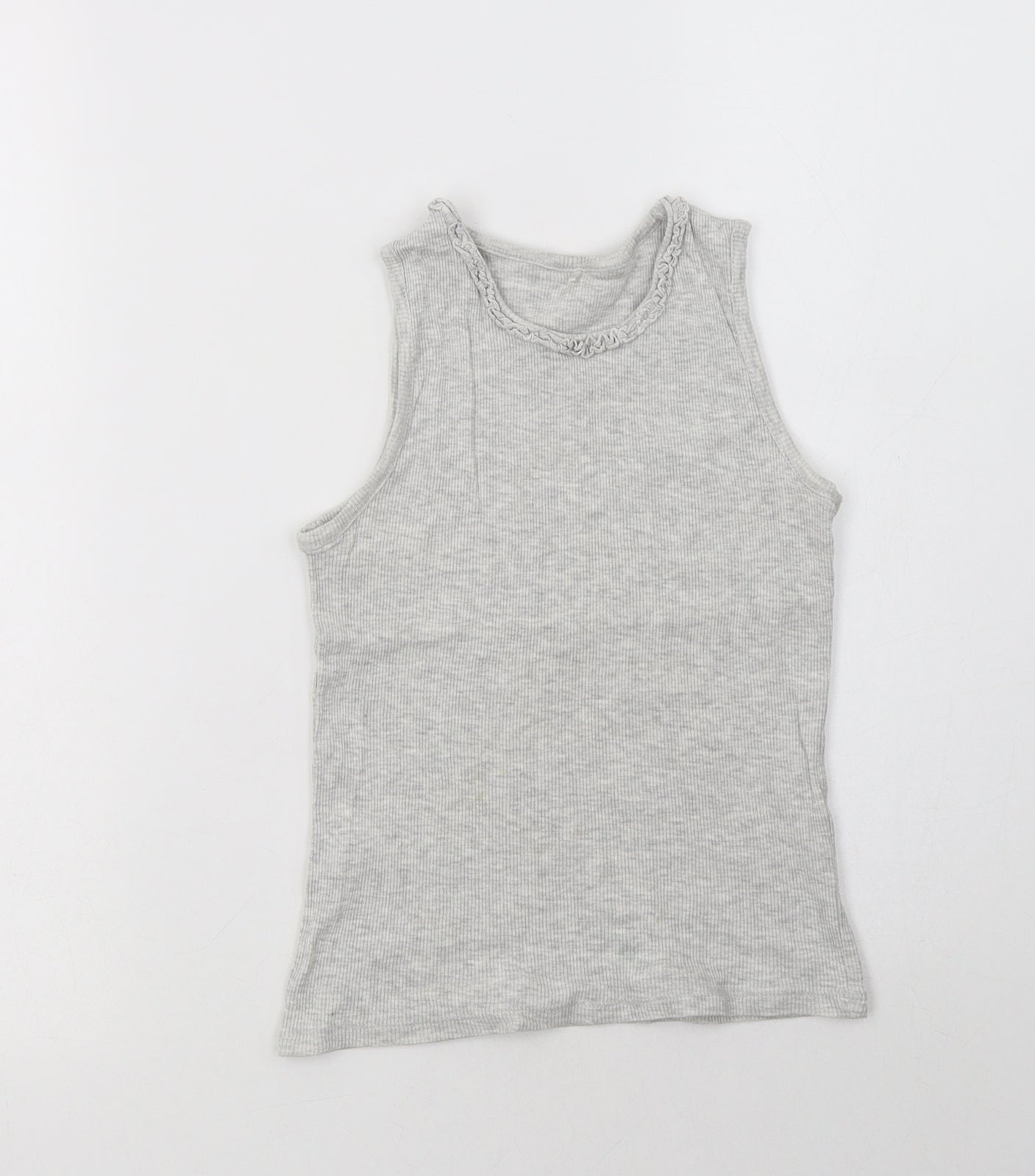 George Girls Grey  Cotton Basic Tank Size 7-8 Years Crew Neck