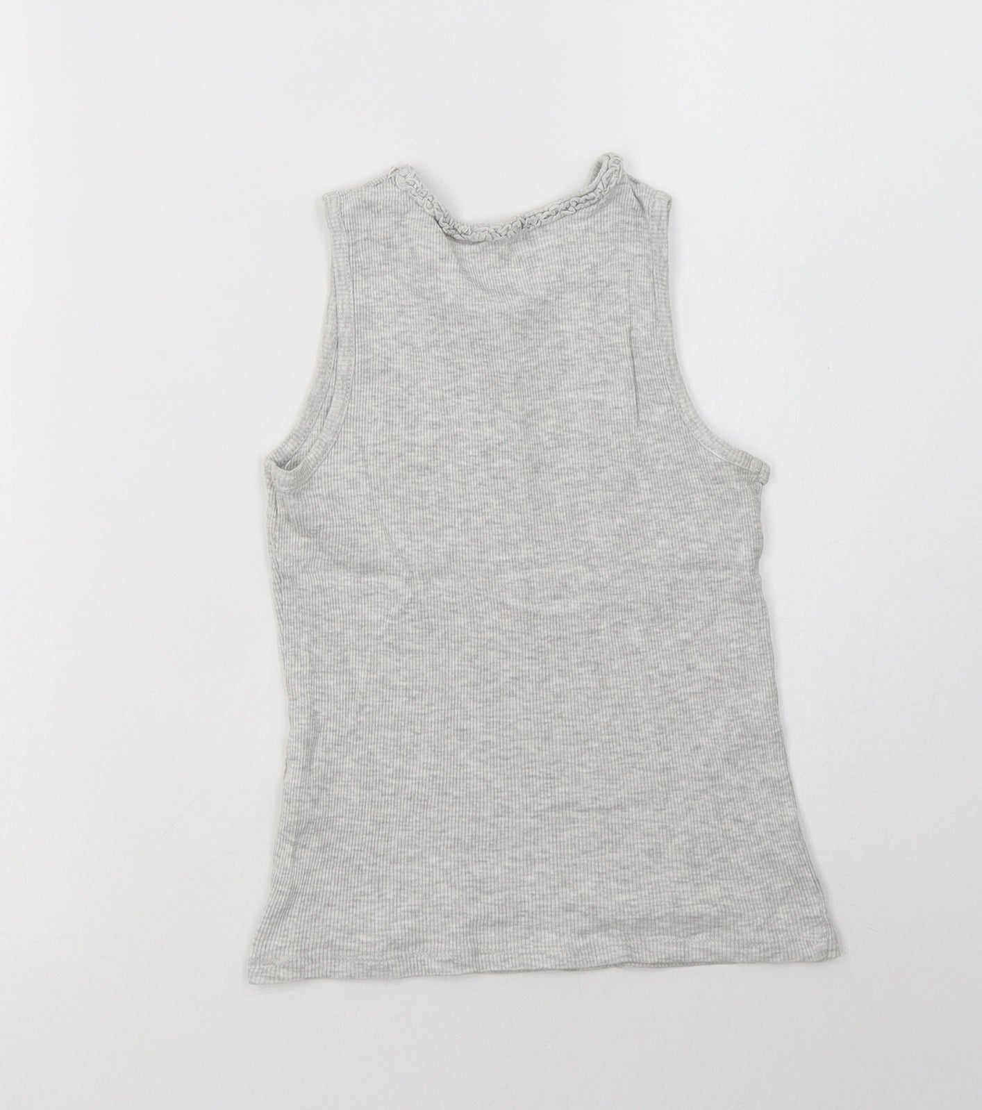 George Girls Grey  Cotton Basic Tank Size 7-8 Years Crew Neck