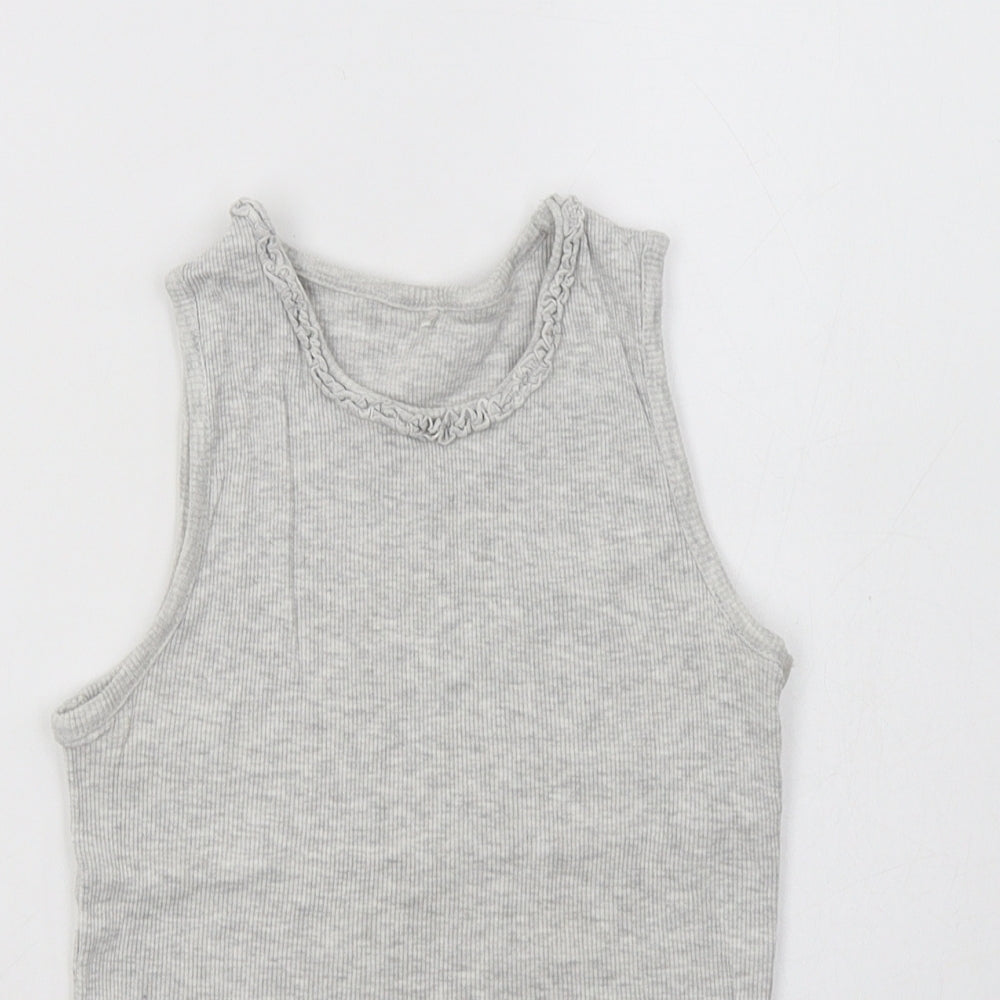 George Girls Grey  Cotton Basic Tank Size 7-8 Years Crew Neck