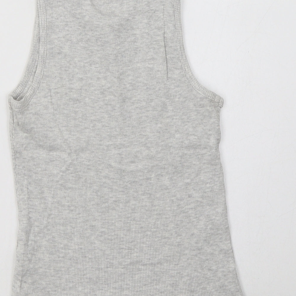 George Girls Grey  Cotton Basic Tank Size 7-8 Years Crew Neck