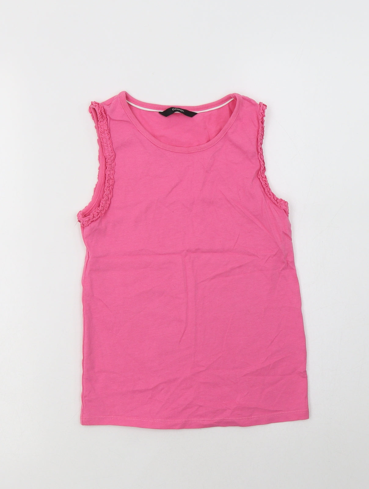 George Girls Pink  Cotton Basic Tank Size 8-9 Years Crew Neck