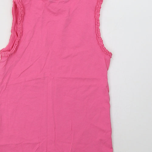 George Girls Pink  Cotton Basic Tank Size 8-9 Years Crew Neck