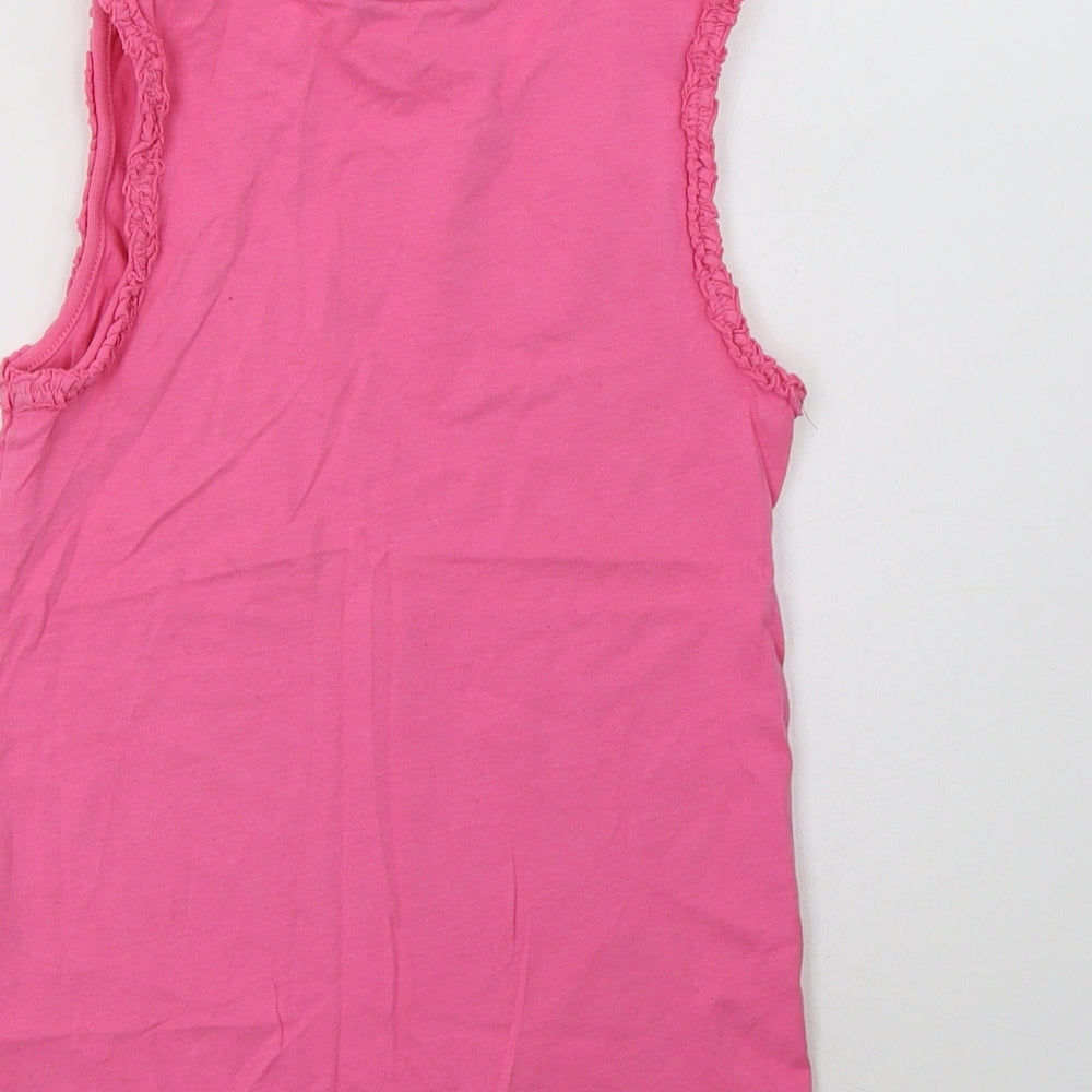 George Girls Pink  Cotton Basic Tank Size 8-9 Years Crew Neck