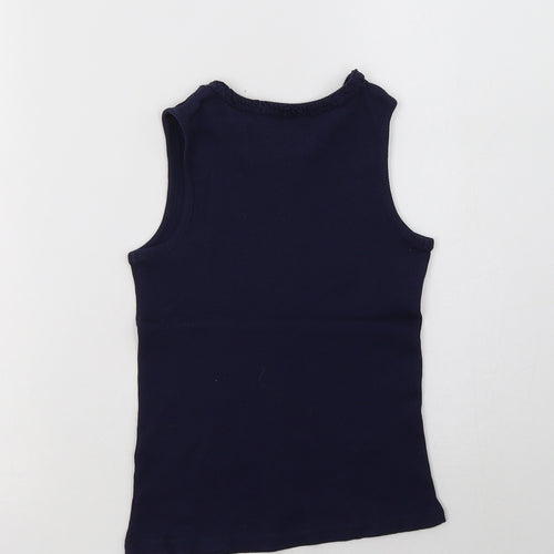 George Girls Blue  Cotton Basic Tank Size 7-8 Years Crew Neck