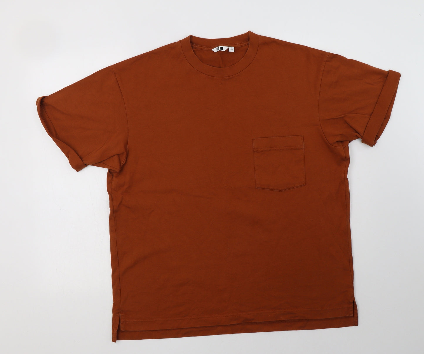 Uniq Mens Brown  Cotton  T-Shirt Size M Crew Neck