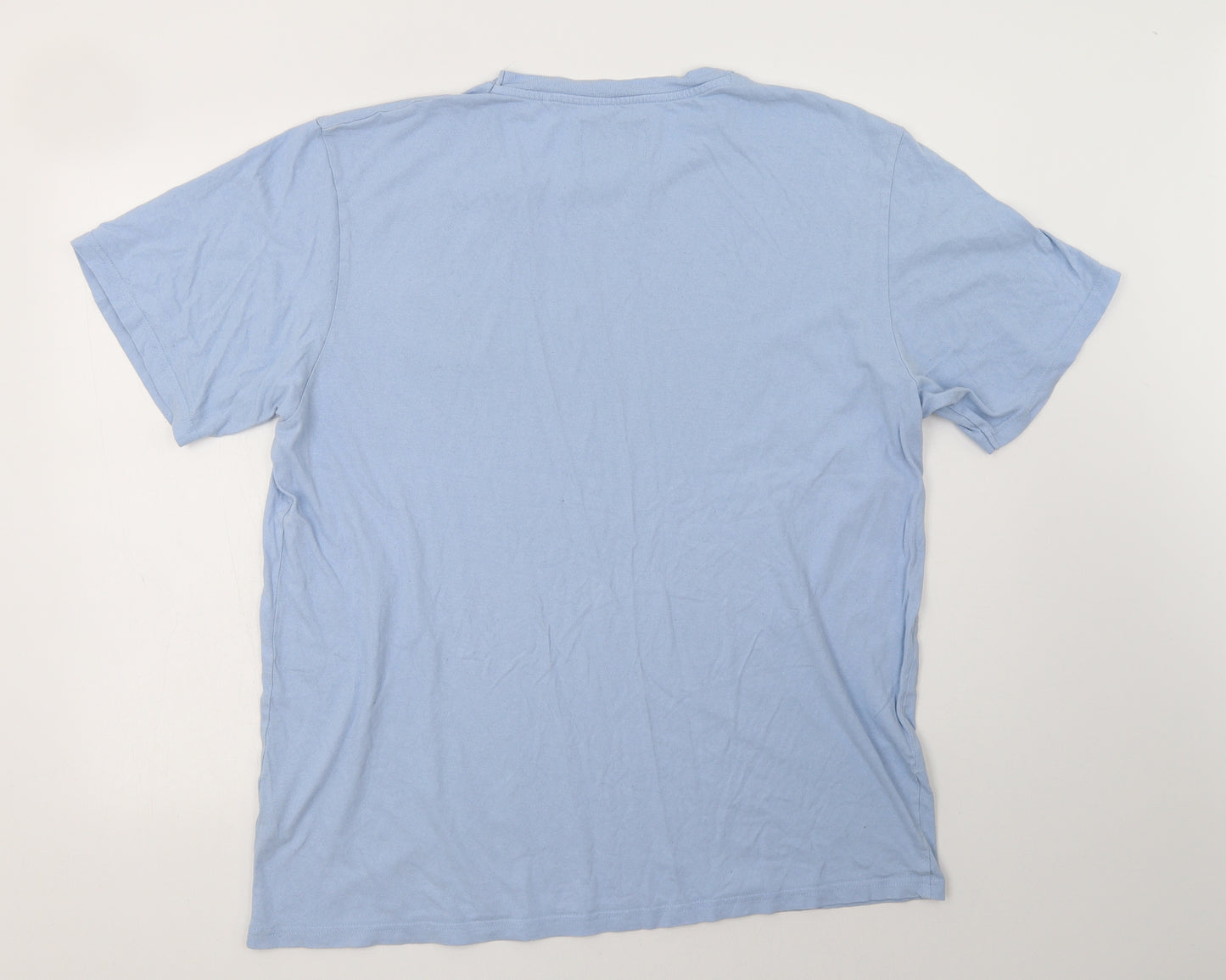 Pull & Bear Mens Blue  Cotton  T-Shirt Size L Crew Neck