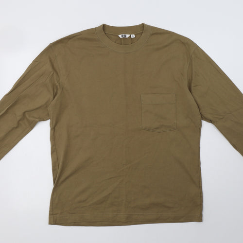 Uniqlo Mens Brown  Cotton  T-Shirt Size M Crew Neck