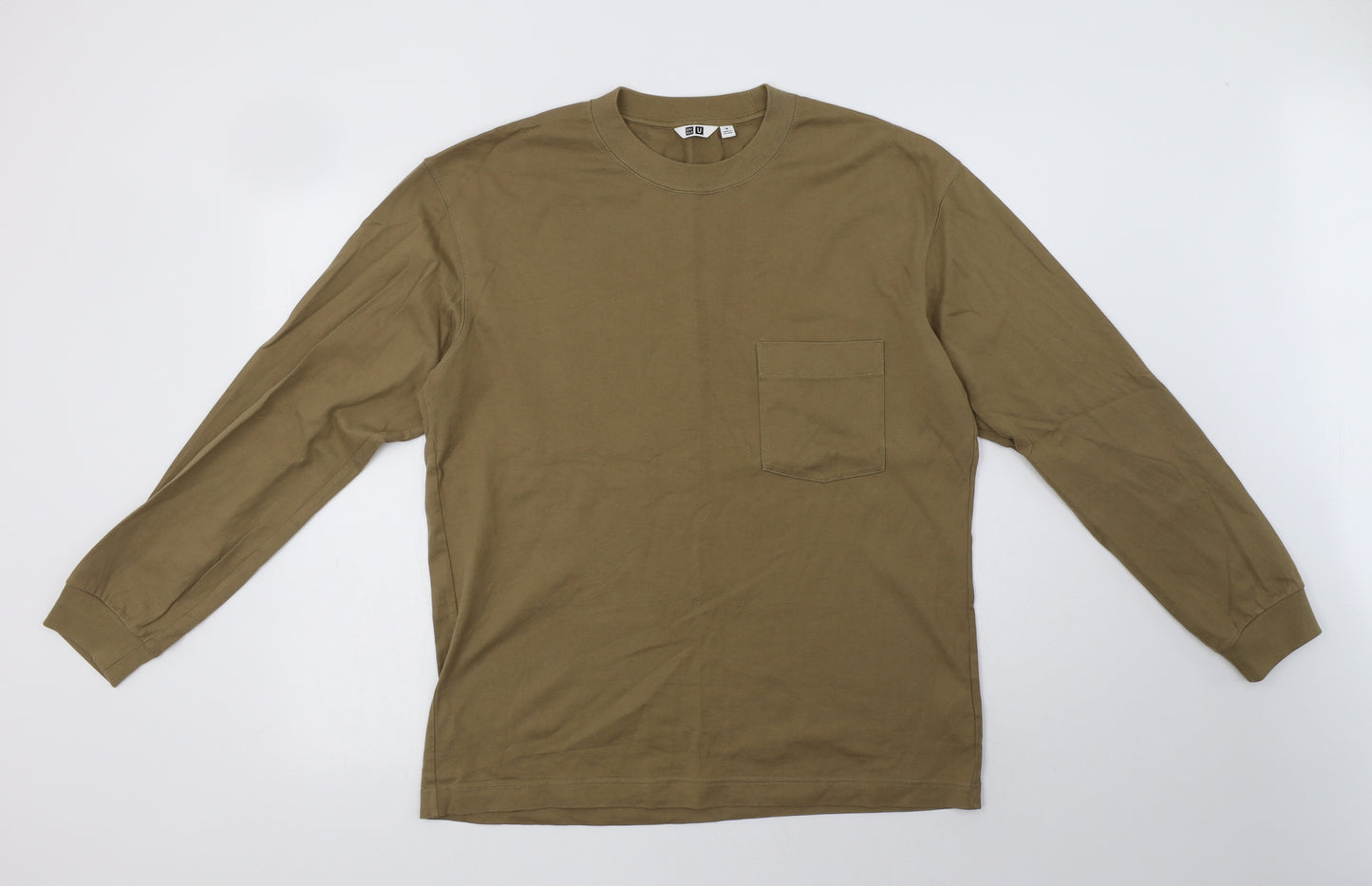 Uniqlo Mens Brown  Cotton  T-Shirt Size M Crew Neck