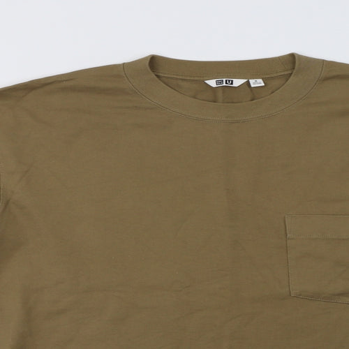 Uniqlo Mens Brown  Cotton  T-Shirt Size M Crew Neck