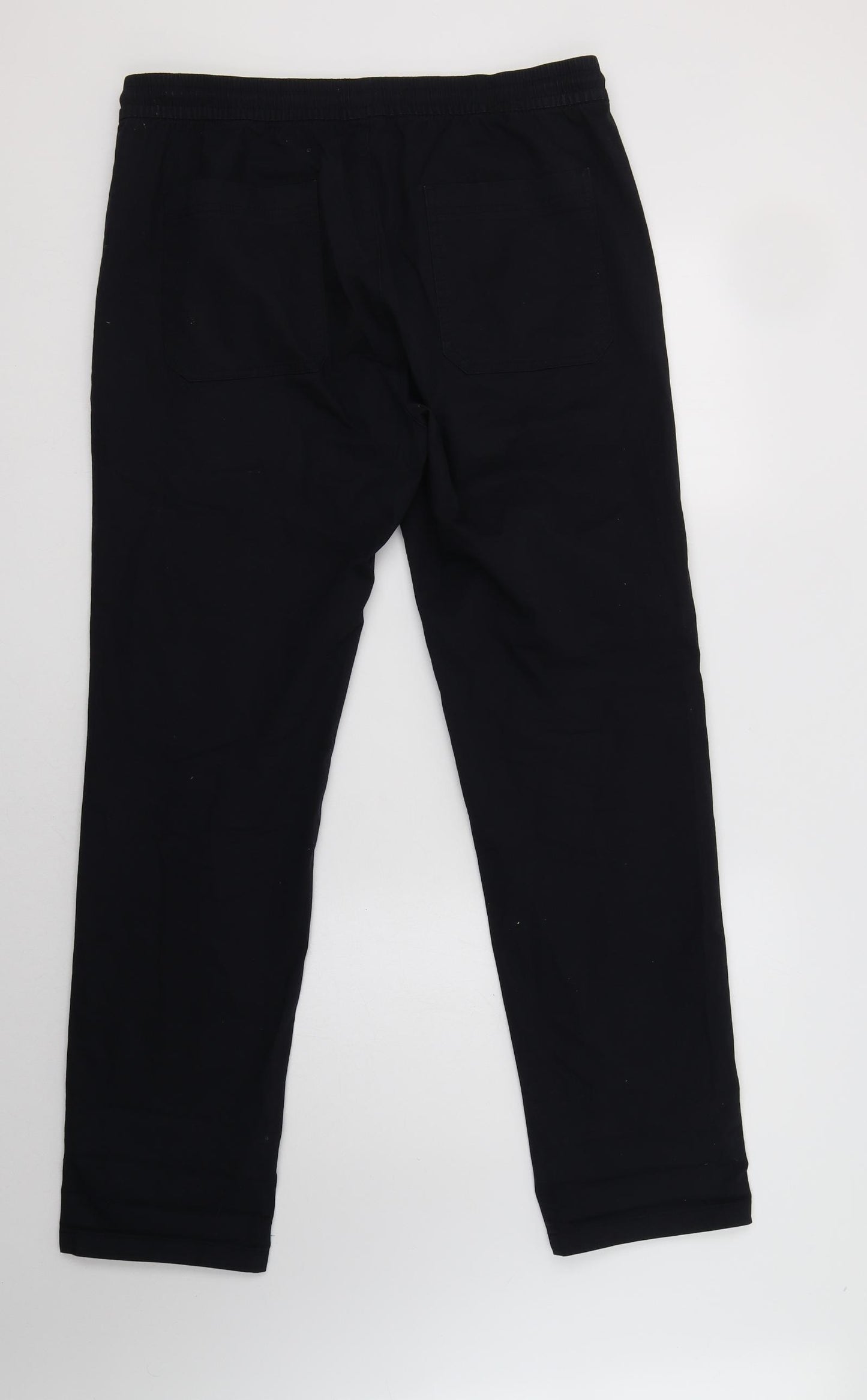M&S Mens Black  Cotton Jogger Trousers Size M L32 in Regular Drawstring