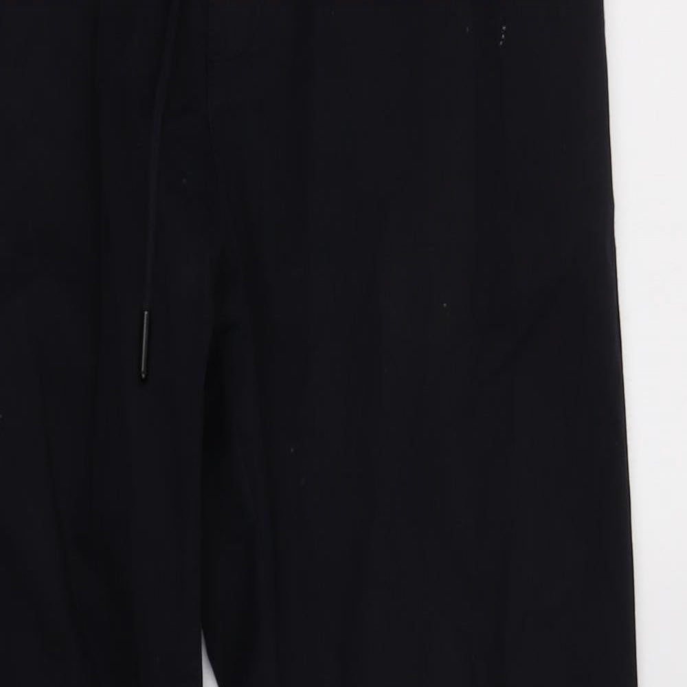 M&S Mens Black  Cotton Jogger Trousers Size M L32 in Regular Drawstring
